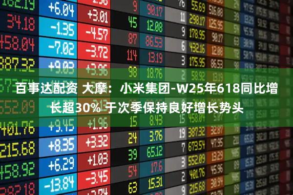 百事达配资 大摩：小米集团-W25年618同比增长超30% 于次季保持良好增长势头