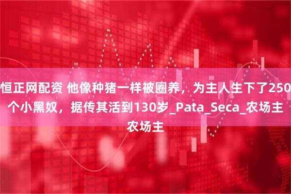 恒正网配资 他像种猪一样被圈养，为主人生下了250个小黑奴，据传其活到130岁_Pata_Seca_农场主