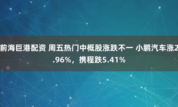 前海巨港配资 周五热门中概股涨跌不一 小鹏汽车涨2.96%，携程跌5.41%