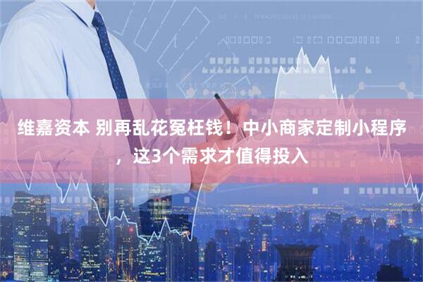 维嘉资本 别再乱花冤枉钱！中小商家定制小程序，这3个需求才值得投入